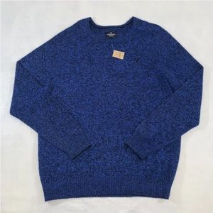 American Eagle Men's Classic Fit Long Sleeve Heathered Crew Neck Sweater Blue L